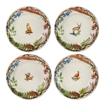 Forest Walk Dessert/Salad Plate, Assorted Set of 4  Measurements: 9.0\W x 0.75\H x 9.0\L
Made in: Portugal
Made of: Ceramic

Care:  Dishwasher, Oven, Microwave, and Freezer Safe 
